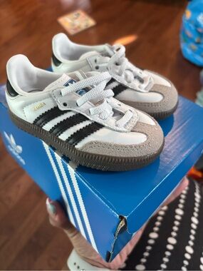 adidas Kids Samba Sneakers in White, Black, Gray
